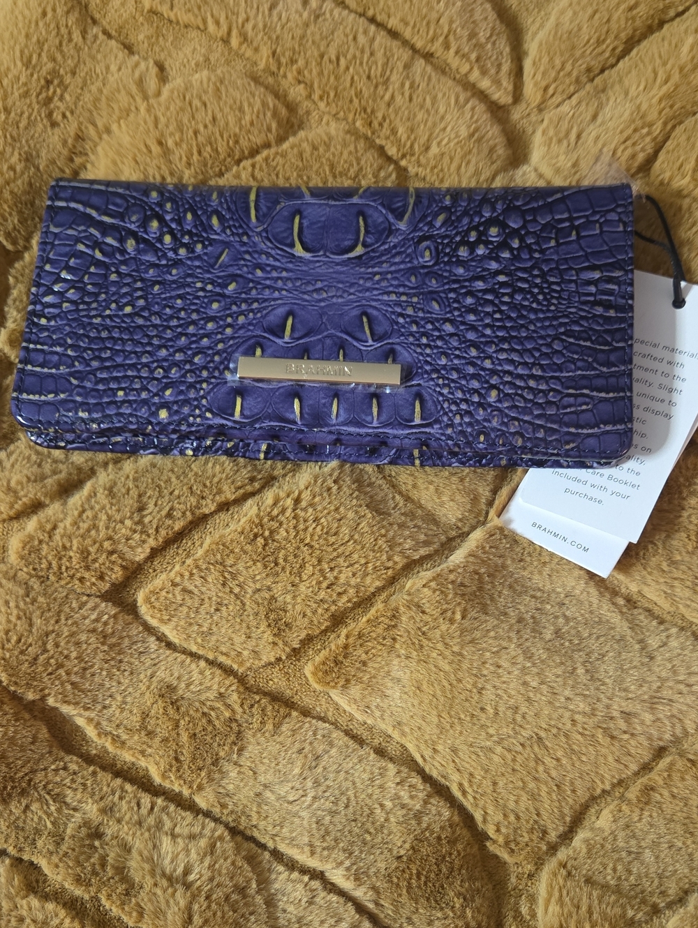 Brahmin Purple Croc-Embossed Leather Flap Wallet